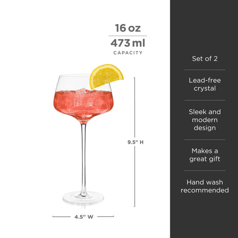 Raye Angled Crystal Amaro Spritz Glasses Set of 2