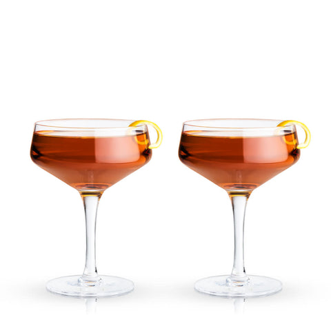 Raye Angled Crystal Coupe Glasses Set of 2