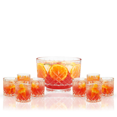 Admiral Crystal Punch Bowl and Tumbler Set