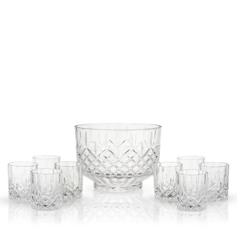 Admiral Crystal Punch Bowl and Tumbler Set