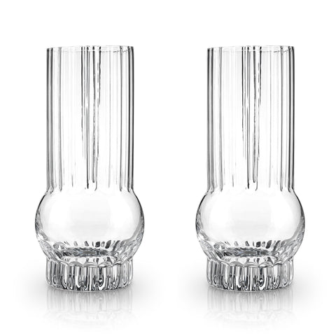 Art Deco Crystal Highball Glasses Set of 2