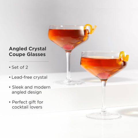 Raye Angled Crystal Coupe Glasses Set of 2