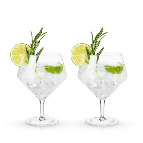 Raye Angled Crystal Gin & Tonic Glasses Set of 2