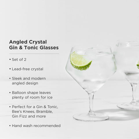 Raye Angled Crystal Gin & Tonic Glasses Set of 2