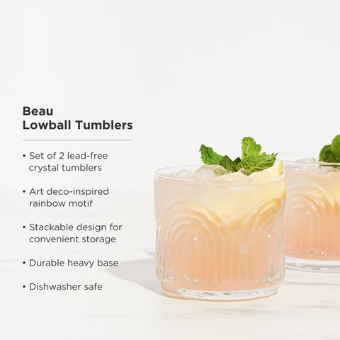 Beau Crystal Lowball Tumblers, Set of 2