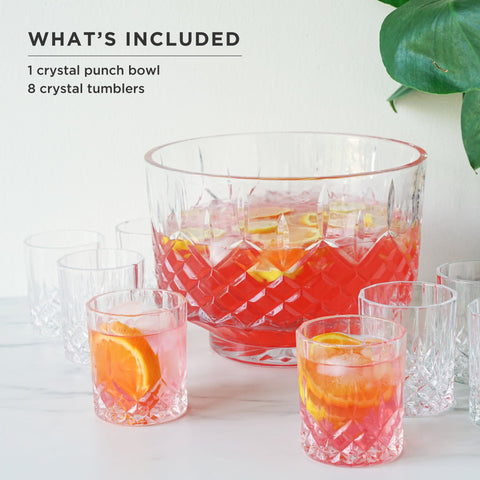 Admiral Crystal Punch Bowl and Tumbler Set