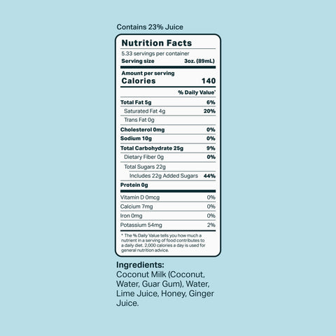 Mixly Coconut Ginger Lime Mocktail and Cocktail Mixer Label